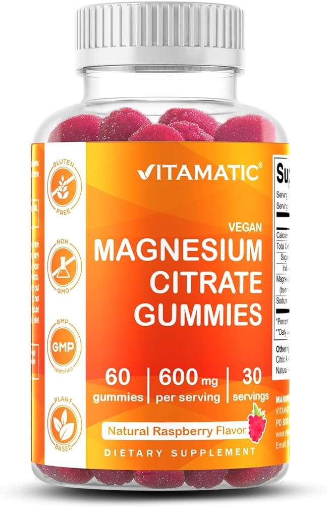 Vitamatic Magnesium Gummies 600mg per Serving – 60 Vegan Count for Relaxation, Muscle, Bone, and Energy Support - Image 1