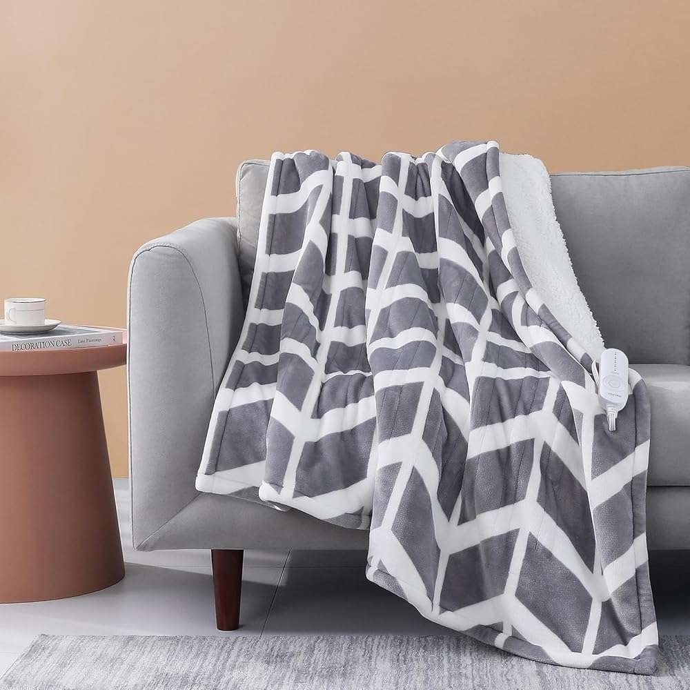 VENTIMI Electric Blanket Heated Throw, 50" x 60" Heated Blanket with 5 Heat Levels & 3 Hours Auto Off, Fast Heating Blankets with ETL & FCC Certification, Grey - Image 1