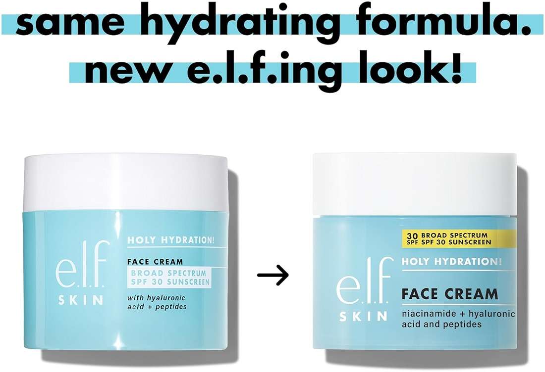 e.l.f. SKIN Holy Hydration! Face Cream Broad Spectrum SPF 30 Sunscreen Moisturizer, Made with Hyaluronic Acid, Niacinamide & Peptides, Lightweight Daily Protection, 1.7 oz - Image 4