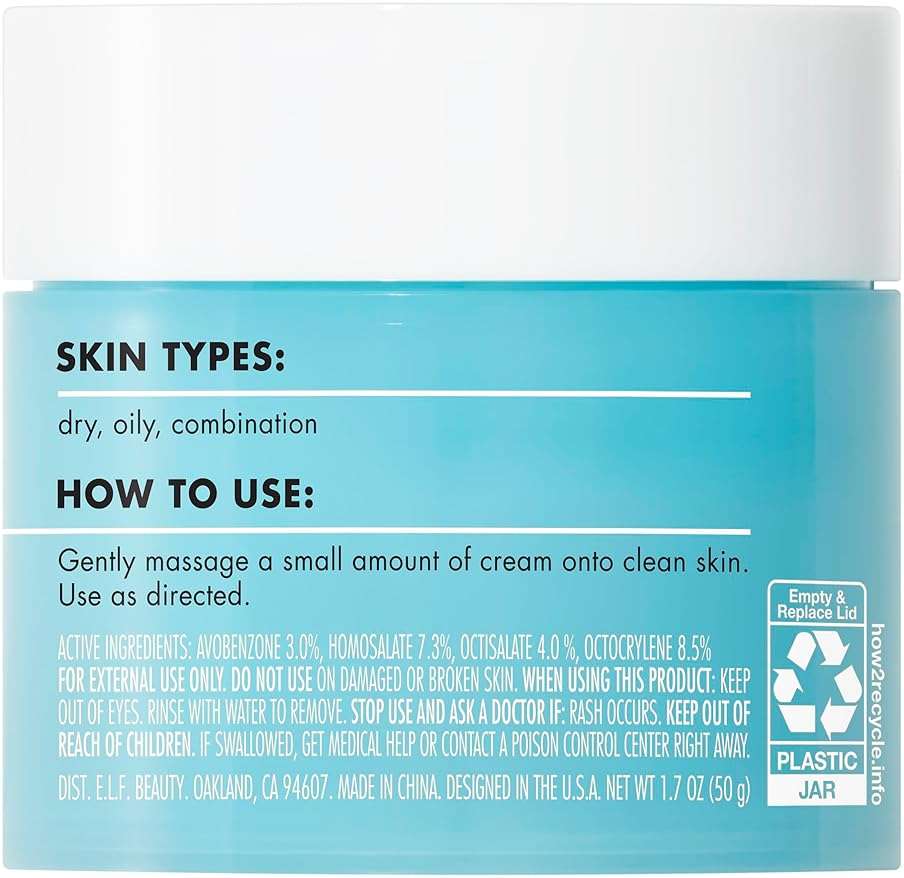 e.l.f. SKIN Holy Hydration! Face Cream Broad Spectrum SPF 30 Sunscreen Moisturizer, Made with Hyaluronic Acid, Niacinamide & Peptides, Lightweight Daily Protection, 1.7 oz - Image 5
