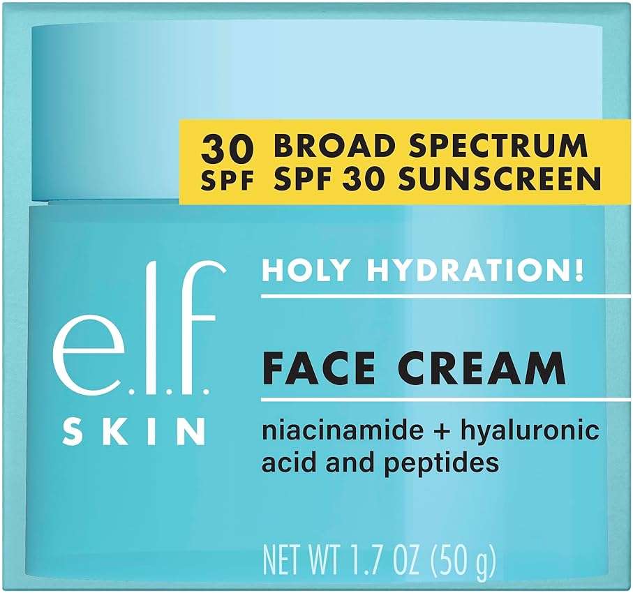 e.l.f. SKIN Holy Hydration! Face Cream Broad Spectrum SPF 30 Sunscreen Moisturizer, Made with Hyaluronic Acid, Niacinamide & Peptides, Lightweight Daily Protection, 1.7 oz - Image 6