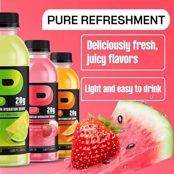 Protein2o Hydration Drink - 2-in-1 Liquid Clear Whey Protein Isolate and Electrolyte Drink - 20g Protein, Vitamins B5, B6 - Post-Workout Recovery - 16.9 Fl Oz - 12 Count Strawberry Watermelon - Image 4