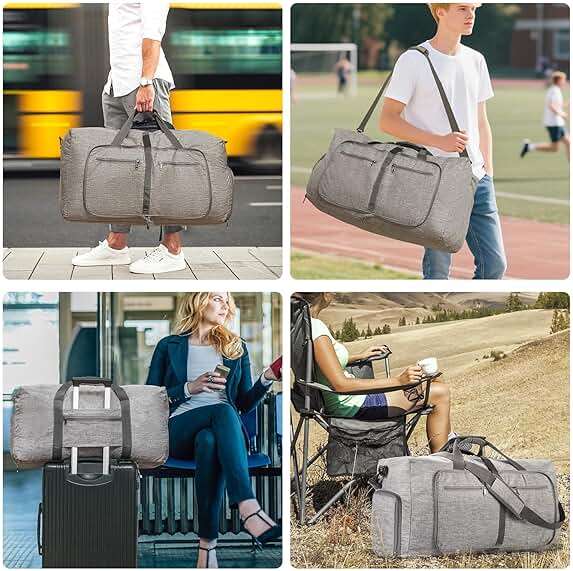 Vomgomfom 65L/85L/115L Foldable Travel Duffle Bag, Lightweight Checked Luggage with Shoe Compartment, Water-Resistant Weekender Overnight Bag for Men & Women - Image 9