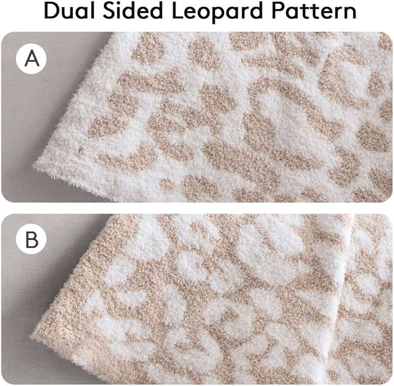 MH MYLUNE HOME Ultra Soft Leopard Throw Blanket (50x60 inches) Microfiber Blankets Plush Warm Reversible Cheetah Blanket Leopard Pattern Throw for Couch Bed Sofa - Khaki, 50"x60" - Image 4
