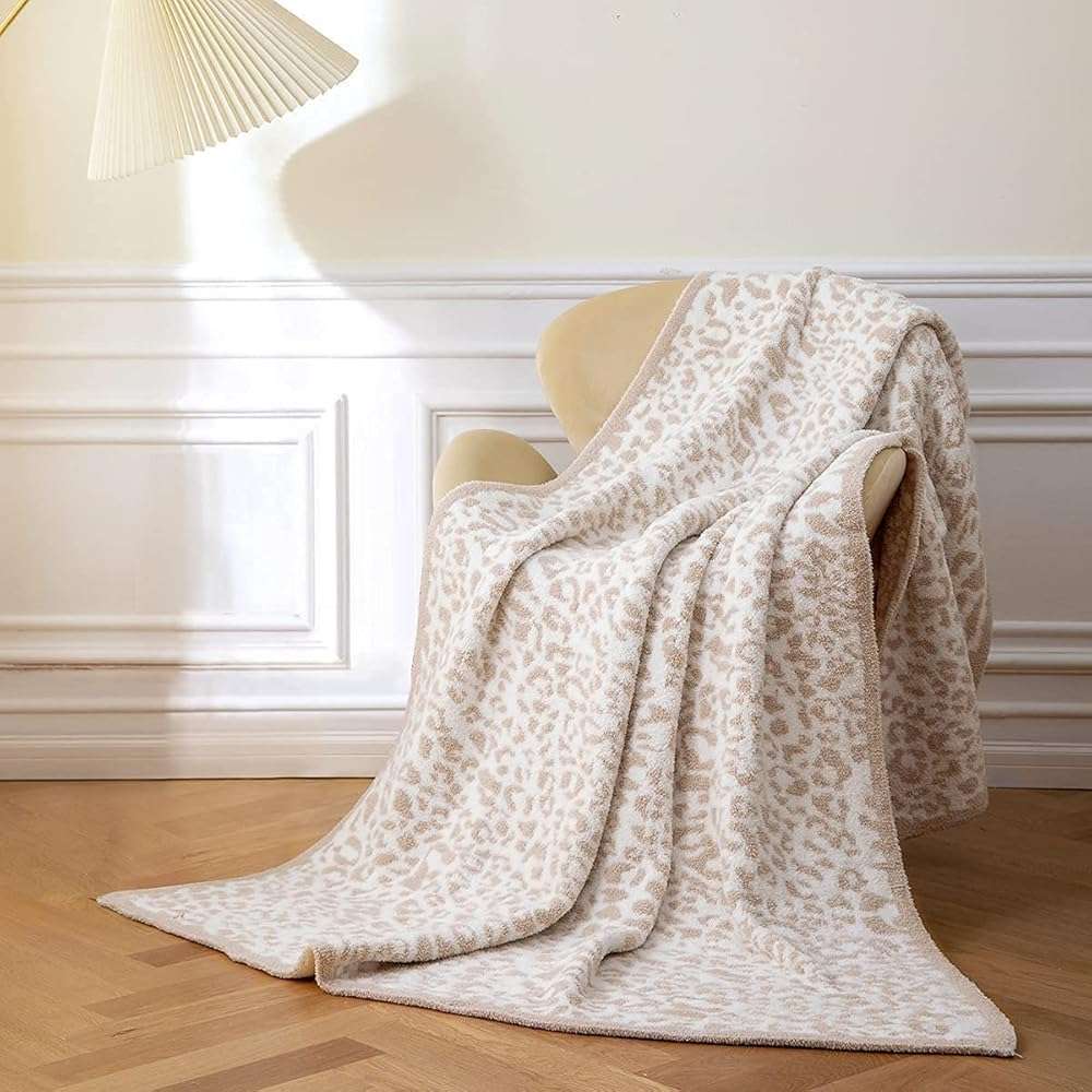 MH MYLUNE HOME Ultra Soft Leopard Throw Blanket (50x60 inches) Microfiber Blankets Plush Warm Reversible Cheetah Blanket Leopard Pattern Throw for Couch Bed Sofa - Khaki, 50"x60" - Image 9