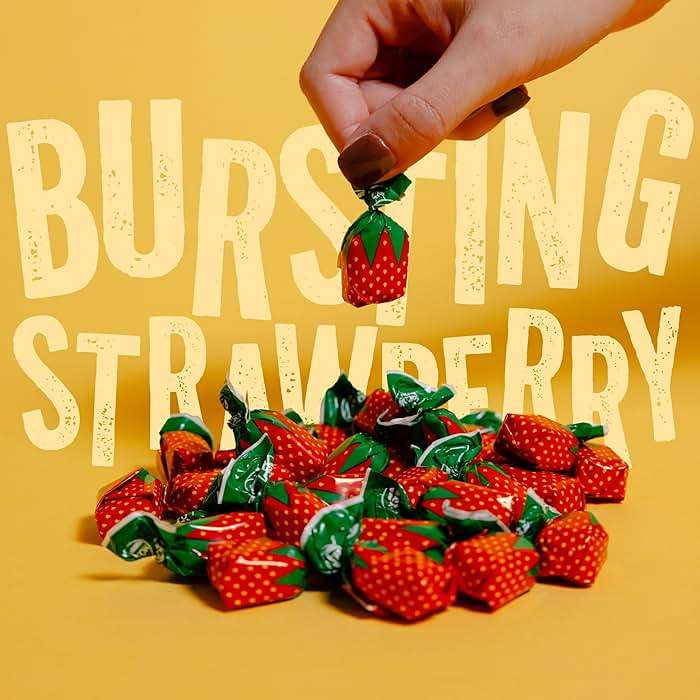 Strawberry Hard Candy Individually Wrapped by Cambie, 2 lbs of Strawberry Candy with a Deliciously Sweet Hard Exterior with a Soft, Fruit-Filled Center - Image 3