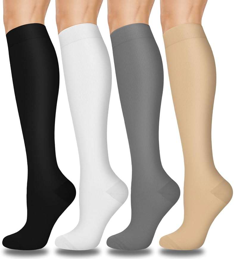 Aoliks Compression Socks for Women & Men 4 Pairs, Best Support for Nurses Running Travel - Image 1