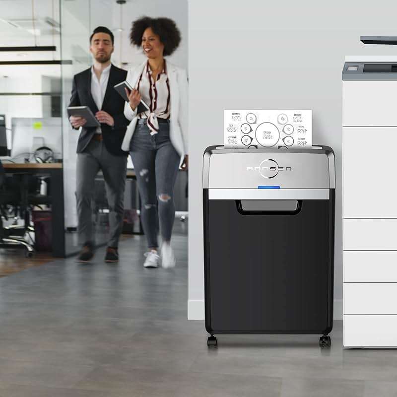 BONSEN Heavy Duty Paper Shredder, 24-Sheet Cross-Cut Shredder, 40-Min Continuous Running Time, Commercial Grade Shredder for Office, 9-Gallon Big Basket, 55dB Super Quiet, P-4 High Security (S3105) - Image 8