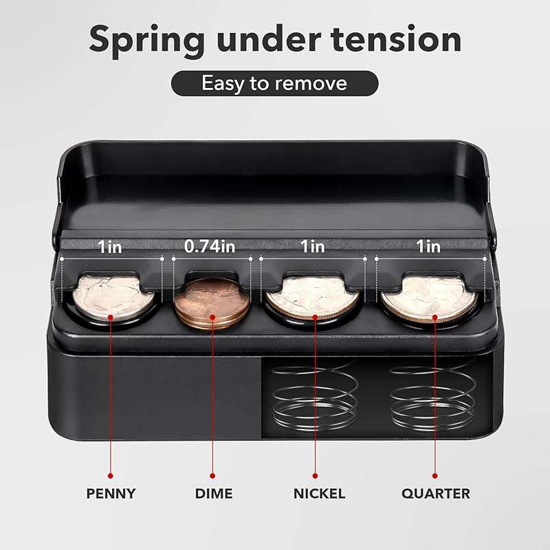 SINGARO Coin Holder for Car, Coin Change Organizer Compatible with Coins of Different Sizes, Dash-Mounted Holder Suitable for Most Cars, Trucks(Black) - Image 3