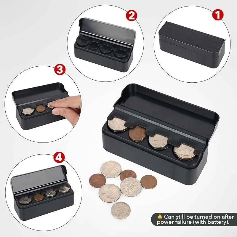 SINGARO Coin Holder for Car, Coin Change Organizer Compatible with Coins of Different Sizes, Dash-Mounted Holder Suitable for Most Cars, Trucks(Black) - Image 5