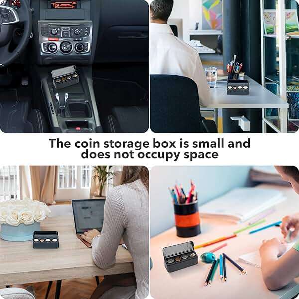 SINGARO Coin Holder for Car, Coin Change Organizer Compatible with Coins of Different Sizes, Dash-Mounted Holder Suitable for Most Cars, Trucks(Black) - Image 6
