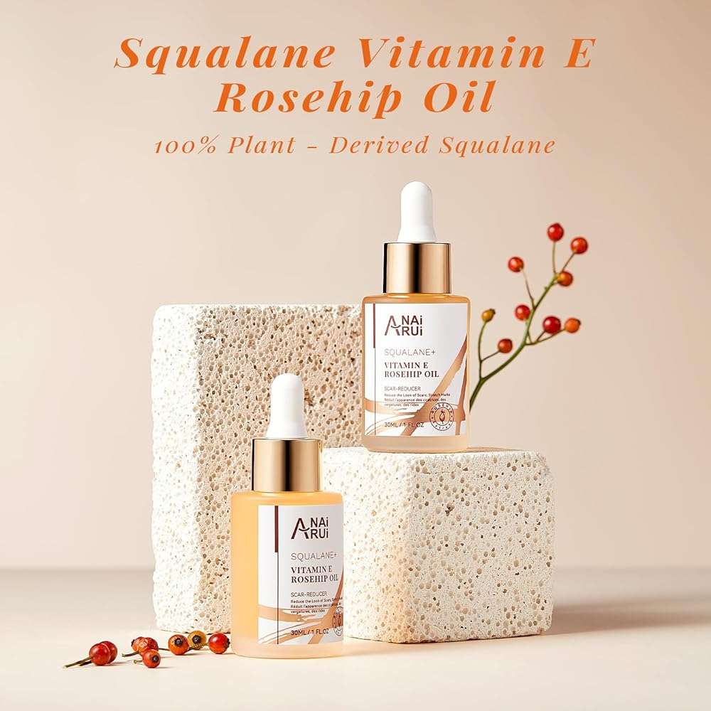 ANAI RUI Squalane + Vitamin E Rosehip Oil Moisturizer for Face,Hair,Skin& Nail Hydrate, Reduce Scars and Stretch Marks, Wrinkles for Smoother, Softer Skin 1 fl. Oz - Image 7