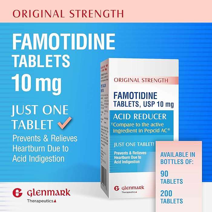 Glenmark Therapeutics Original Strength Famotidine Tablets, 10 mg, Acid Reducer for Heartburn Relief, 200 Count - Image 4