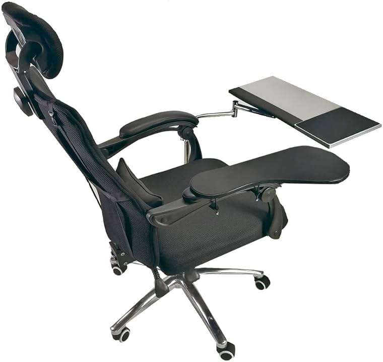 Laptop Mouse Stand Mount Workstation Video Game Chair or Round Bar Mounted Keyboard Tray PC Platform Armrest Wrist Rest Pad 360° Adjustable Fall Prevention Home Office Computer Furniture supplies gift - Image 1