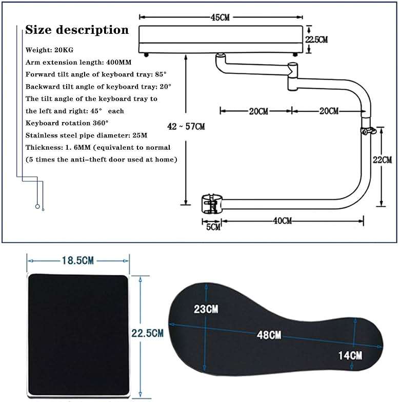 Laptop Mouse Stand Mount Workstation Video Game Chair or Round Bar Mounted Keyboard Tray PC Platform Armrest Wrist Rest Pad 360° Adjustable Fall Prevention Home Office Computer Furniture supplies gift - Image 3