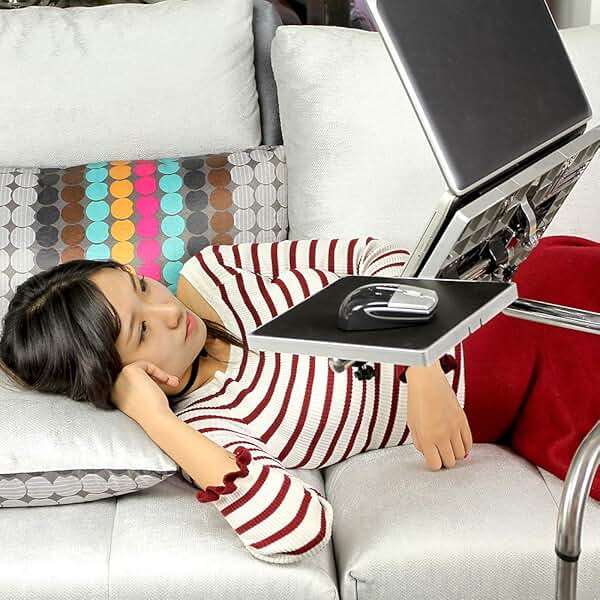 Laptop Mouse Stand Mount Workstation Video Game Chair or Round Bar Mounted Keyboard Tray PC Platform Armrest Wrist Rest Pad 360° Adjustable Fall Prevention Home Office Computer Furniture supplies gift - Image 5