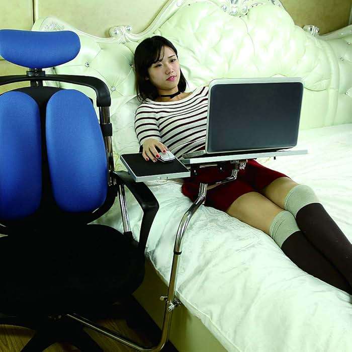 Laptop Mouse Stand Mount Workstation Video Game Chair or Round Bar Mounted Keyboard Tray PC Platform Armrest Wrist Rest Pad 360° Adjustable Fall Prevention Home Office Computer Furniture supplies gift - Image 7