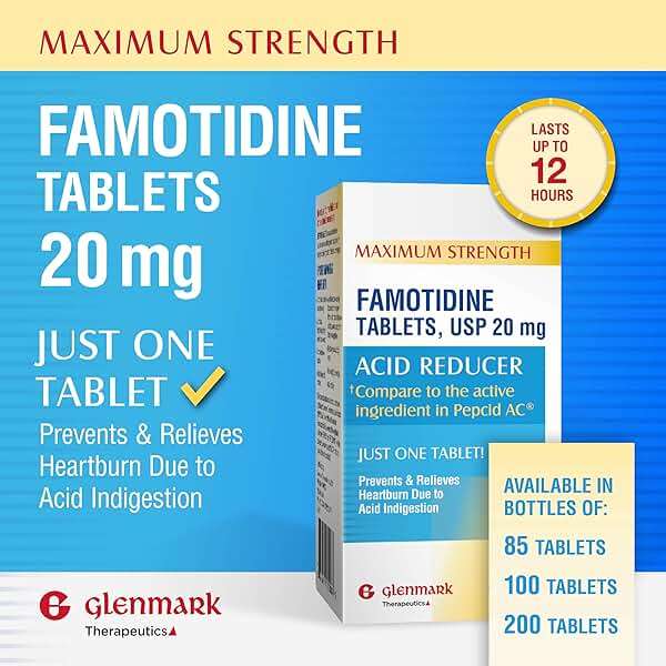 Glenmark Therapeutics Maximum Strength Famotidine Tablets, 20 mg, Acid Reducer for Heartburn Relief, 85 Count - Image 4