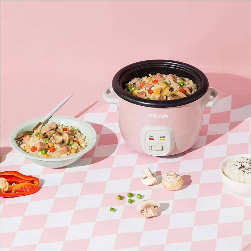 AROMA® Mini Rice Cooker, 2-Cup (Uncooked) / 4-Cup (Cooked), Grain Cooker, Soup Maker, Oatmeal Cooker, Auto Keep Warm, 1 Qt, Pink, ARC-302NGP - Image 2