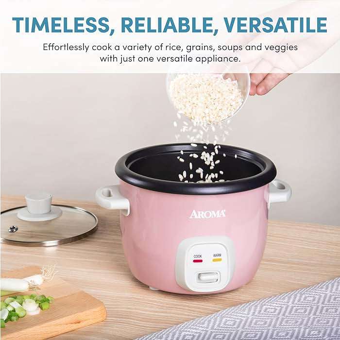 AROMA® Mini Rice Cooker, 2-Cup (Uncooked) / 4-Cup (Cooked), Grain Cooker, Soup Maker, Oatmeal Cooker, Auto Keep Warm, 1 Qt, Pink, ARC-302NGP - Image 5