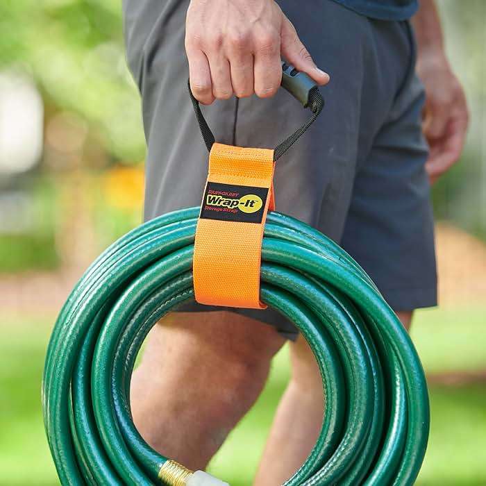 Easy-Carry Wrap-It Storage Straps - 22” (2-Pack) Blaze Orange – Heavy-Duty Hook and Loop Cord Carrying Strap, Hanger, and Organizer with Handle for Pool Hoses, Garden Hoses, Cords, Cables and More - Image 2
