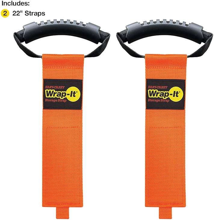 Easy-Carry Wrap-It Storage Straps - 22” (2-Pack) Blaze Orange – Heavy-Duty Hook and Loop Cord Carrying Strap, Hanger, and Organizer with Handle for Pool Hoses, Garden Hoses, Cords, Cables and More - Image 3