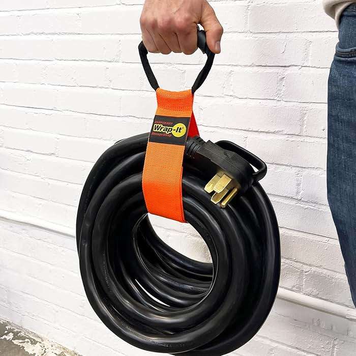 Easy-Carry Wrap-It Storage Straps - 22” (2-Pack) Blaze Orange – Heavy-Duty Hook and Loop Cord Carrying Strap, Hanger, and Organizer with Handle for Pool Hoses, Garden Hoses, Cords, Cables and More - Image 5