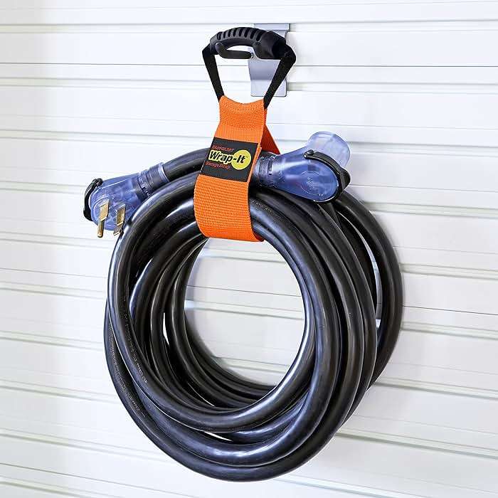 Easy-Carry Wrap-It Storage Straps - 22” (2-Pack) Blaze Orange – Heavy-Duty Hook and Loop Cord Carrying Strap, Hanger, and Organizer with Handle for Pool Hoses, Garden Hoses, Cords, Cables and More - Image 7