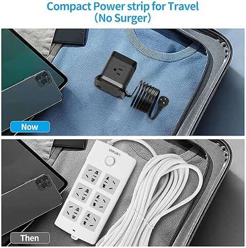 Power Strip with USB C, FDTEK Flat Plug Extension Cord with 4 Outlets and 3 USB Ports 10 FT Desk Power Strip Cube Overload Protection Compact Portable for Travel Home Office Cruise Ship - Black - Image 6