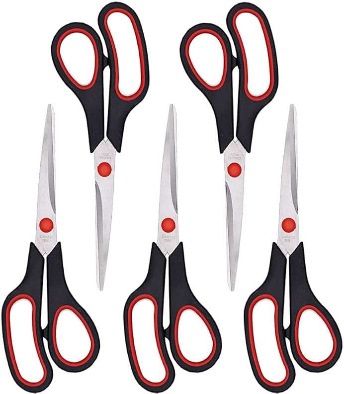 Scissors, Multipurpose office Scissors,8.5 Inch Ultra Sharp Shears, Comfort-Grip Handles Household scissors，Sturdy Sharp Craft Supplies - Pack of 5, Right/Left Hande - Image 1