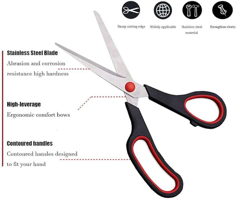 Scissors, Multipurpose office Scissors,8.5 Inch Ultra Sharp Shears, Comfort-Grip Handles Household scissors，Sturdy Sharp Craft Supplies - Pack of 5, Right/Left Hande - Image 4