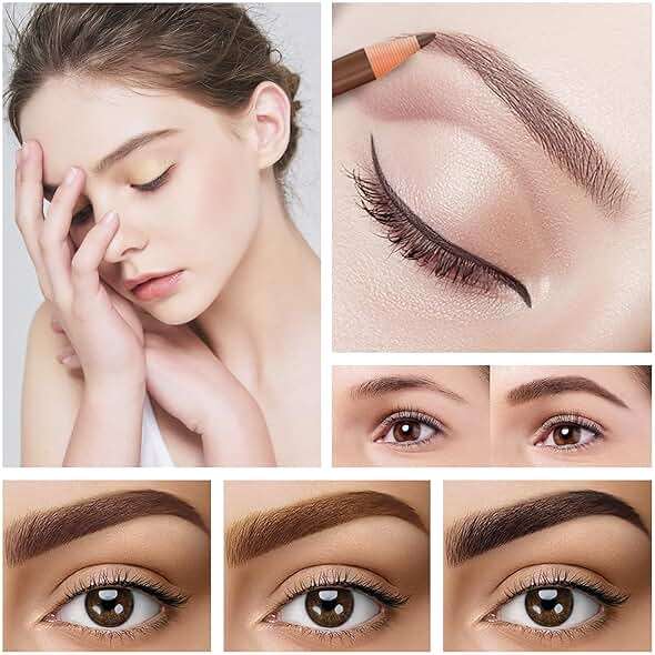 LSxia Waterproof Eye-Brow Pen-cil Set, Pull Cord Peel-off Eyebrow Pencil Microblading Eyebrow Pen Supplies Kit, White Eye-Liner Pencil and Eyebrow Tool Tattoo Makeup (6+1 Brown+Dark Brown+Light Brown) - Image 3