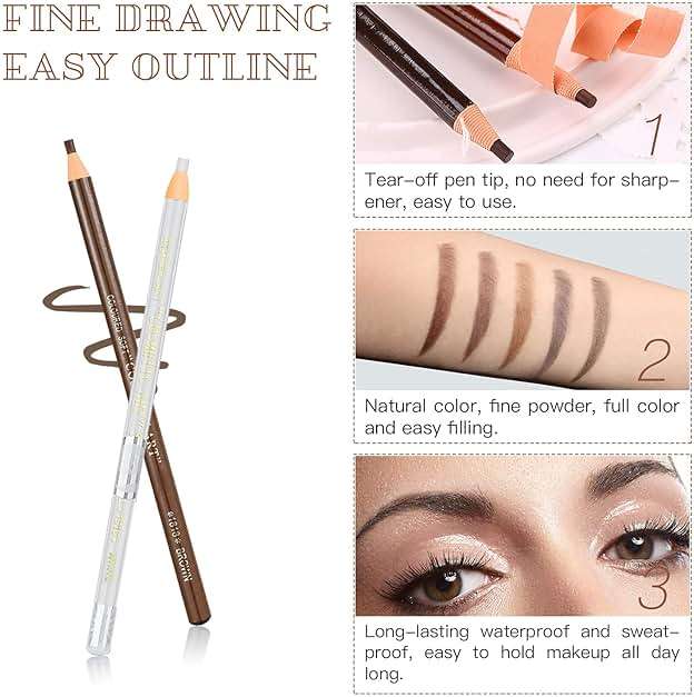LSxia Waterproof Eye-Brow Pen-cil Set, Pull Cord Peel-off Eyebrow Pencil Microblading Eyebrow Pen Supplies Kit, White Eye-Liner Pencil and Eyebrow Tool Tattoo Makeup (6+1 Brown+Dark Brown+Light Brown) - Image 5