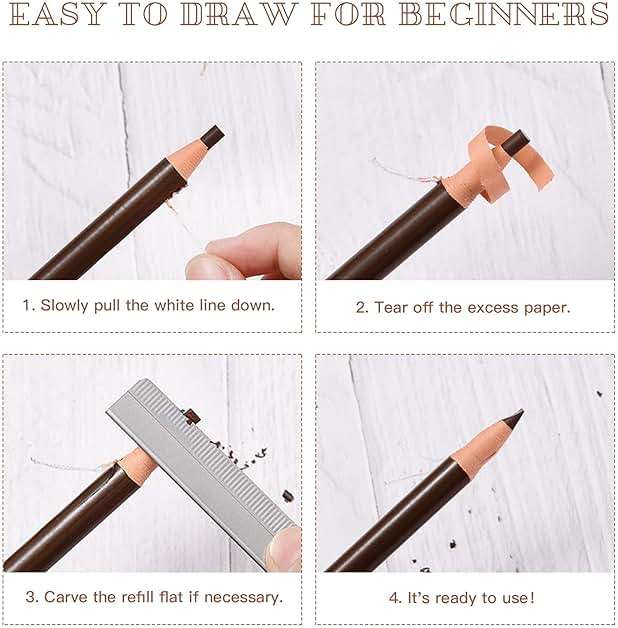 LSxia Waterproof Eye-Brow Pen-cil Set, Pull Cord Peel-off Eyebrow Pencil Microblading Eyebrow Pen Supplies Kit, White Eye-Liner Pencil and Eyebrow Tool Tattoo Makeup (6+1 Brown+Dark Brown+Light Brown) - Image 7