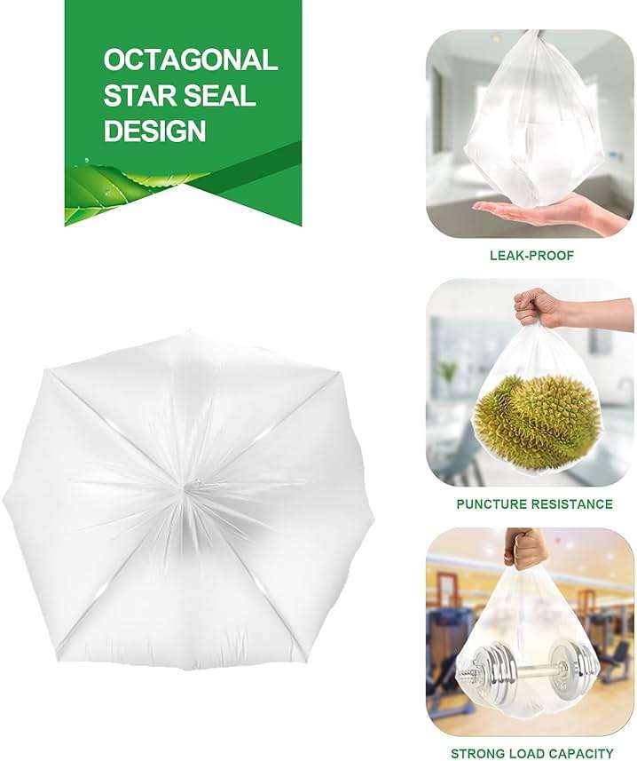 FORID 13 Gallon Trash Bags - Clear Plastic Garbage Bag Unscented Tall Medium Can Liners for Kitchen Office Home Waste Basket 5 Roll 55 Liters 80 Counts - Image 4