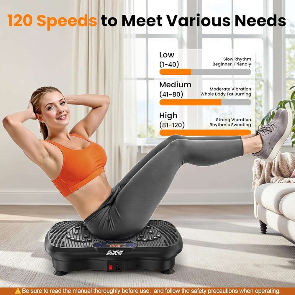 AXV Vibration Plate Fitness Platform Exercise Machine Vibrating Shaking Full Body Shaker Workout Vibrate Stand Shake Board Sport for Weight Loss Fat Burner for Gym Home Office - Image 5