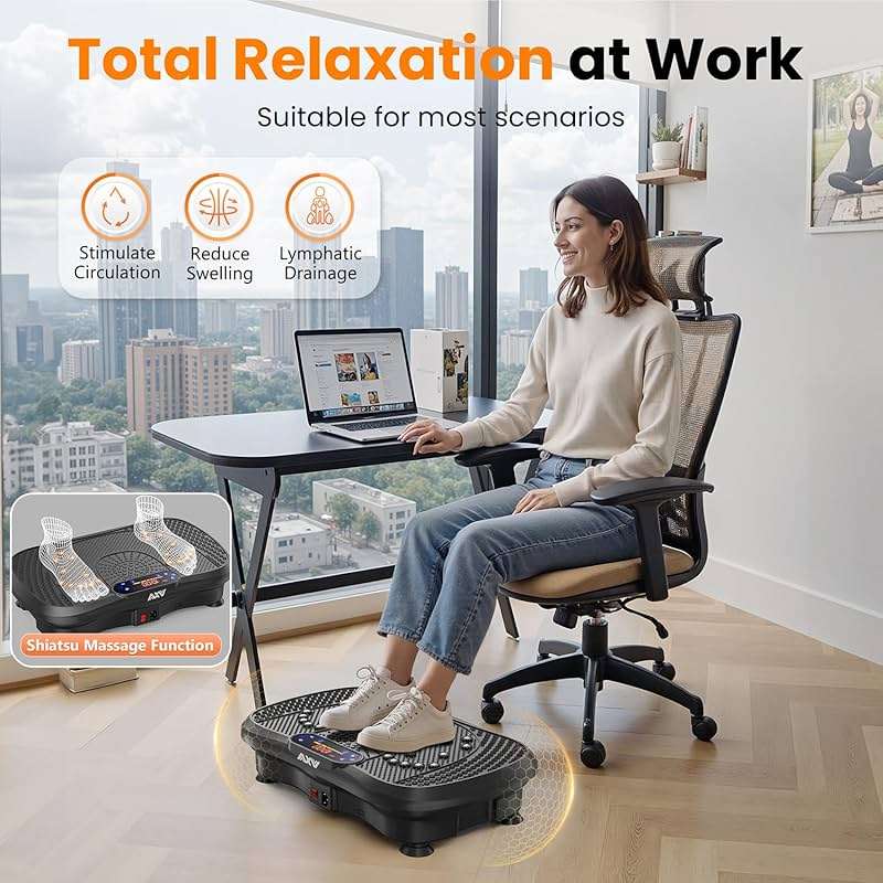 AXV Vibration Plate Fitness Platform Exercise Machine Vibrating Shaking Full Body Shaker Workout Vibrate Stand Shake Board Sport for Weight Loss Fat Burner for Gym Home Office - Image 6