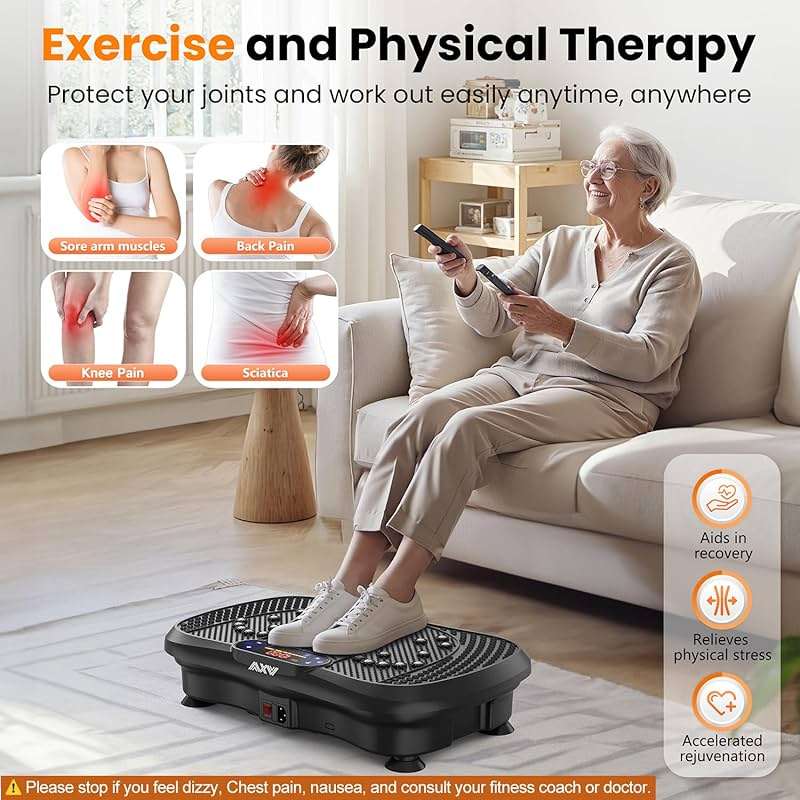 AXV Vibration Plate Fitness Platform Exercise Machine Vibrating Shaking Full Body Shaker Workout Vibrate Stand Shake Board Sport for Weight Loss Fat Burner for Gym Home Office - Image 7