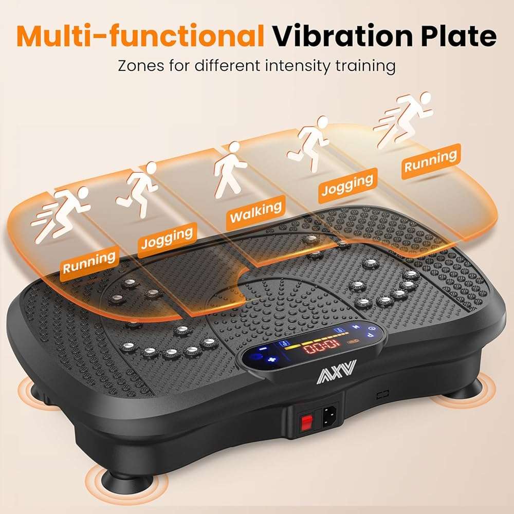 AXV Vibration Plate Fitness Platform Exercise Machine Vibrating Shaking Full Body Shaker Workout Vibrate Stand Shake Board Sport for Weight Loss Fat Burner for Gym Home Office - Image 8