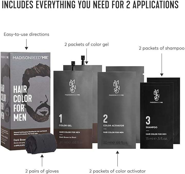 Madison Reed Mr. Hair Color for Men, Dark Brown to Black Demi-Permanent Hair Dye, Reduces Grays in 15 Minutes For Hair & Beard, Nourishing & Strengthening, Keratin & Argan Oil, 2 Applications - Image 3