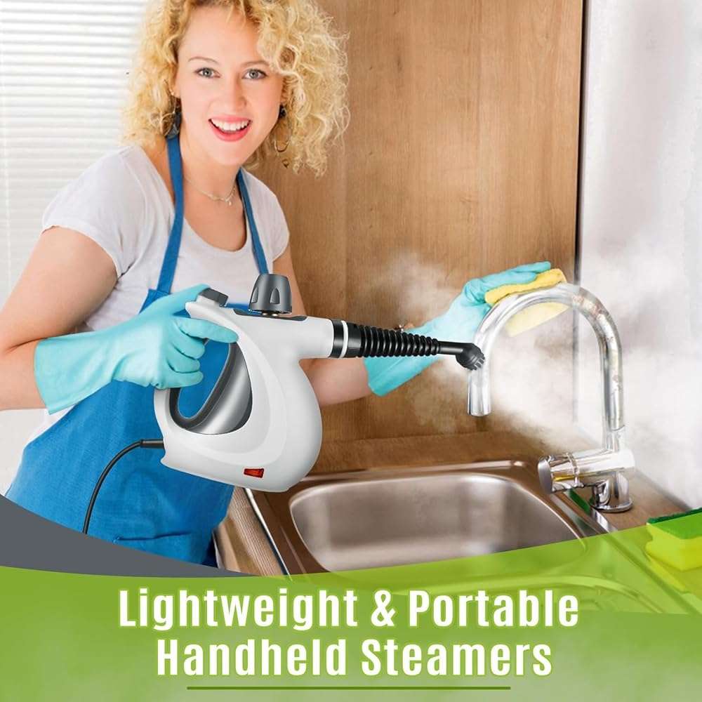 Pressurized Handheld Multi-Surface Natural Steam Cleaner with 12 pcs Accessories, Multi-Purpose Steamer for Home Use, Steamer for Cleaning Floor, Upholstery, Grout and Car (Grey) - Image 11