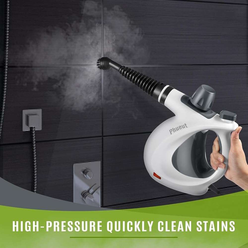 Pressurized Handheld Multi-Surface Natural Steam Cleaner with 12 pcs Accessories, Multi-Purpose Steamer for Home Use, Steamer for Cleaning Floor, Upholstery, Grout and Car (Grey) - Image 4
