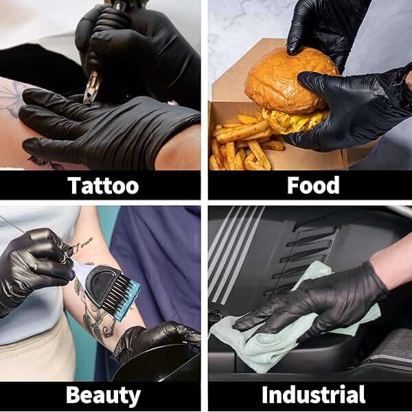 Basic Disposable Medical Synmax Vinyl Exam Gloves - 4 mil Safty Glove 1000pcs - Latex-Free & Powder - SGBE 8003, Large (Case of 1000, Black) - Image 6