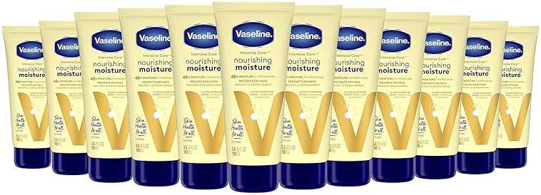 Vaseline Nourishing Moisture Body Lotion Hand & Body Lotion Pack of 12 for Dry Skin made with Ultra-Hydrating Lipids & Pure Oat Extract 3.4 oz - Image 1