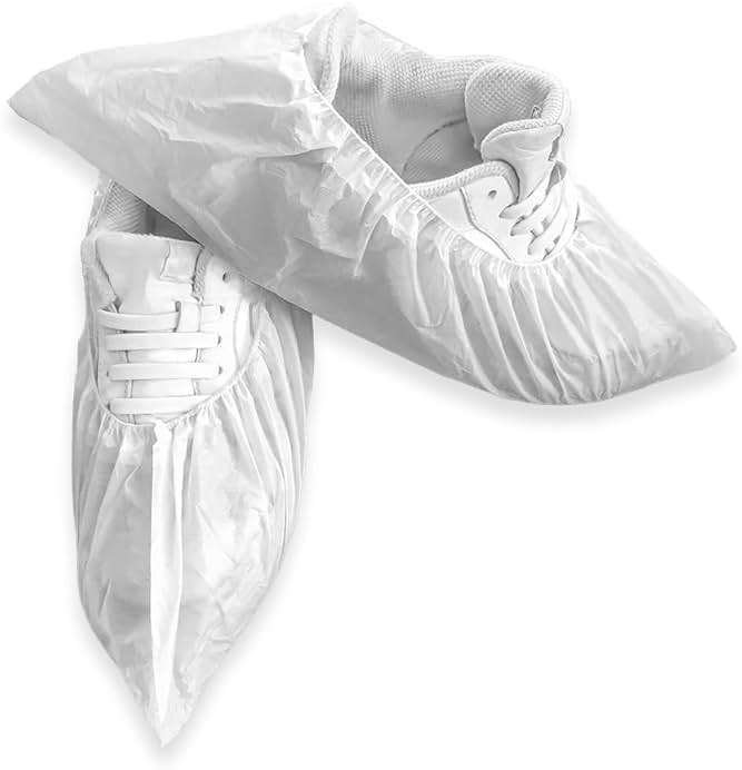 Greenour Shoe Covers Disposable 100 PCS (50 Pairs) Waterproof and Durable for Indoors Plastic Boot Covers White - Image 2