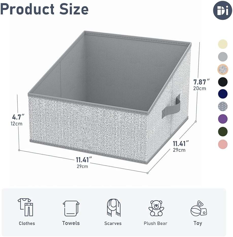 DIMJ Closet Storage Bins - Fabric Storage Baskets for Shelves, Collapsible Closet Organizers and Storage with Handles, Trapezoid Shelf Organization Storage Cubes for Purse, Toys, Books, Towel, Socks - Image 3