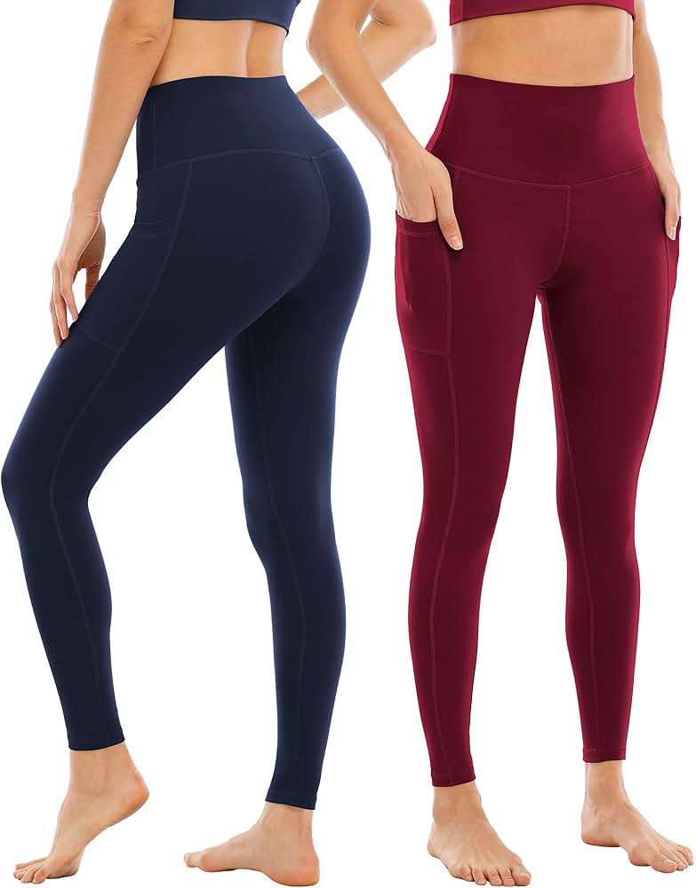 YOUNGCHARM 4 Pack Leggings with Pockets for Women,High Waist Tummy Control Workout Yoga Pants - Image 2