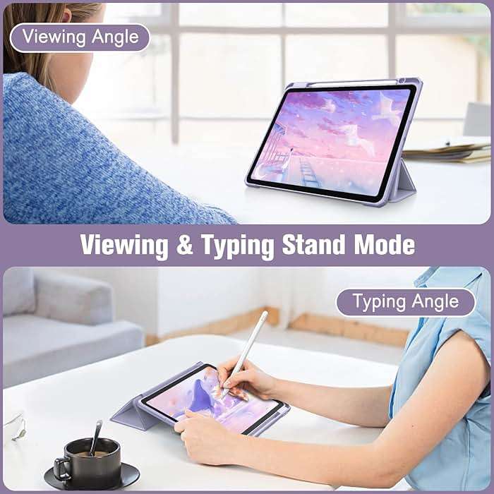 Fintie Hybrid Slim Case for iPad Air 11-inch M4/M3/M2 (2026/2025/2024), iPad Air 5th/4th Generation (2022/2020) 10.9 Inch - Shockproof Cover with Clear Back Shell & Pencil Holder, Lilac Purple - Image 4