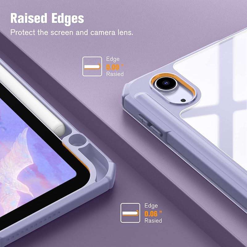 Fintie Hybrid Slim Case for iPad Air 11-inch M4/M3/M2 (2026/2025/2024), iPad Air 5th/4th Generation (2022/2020) 10.9 Inch - Shockproof Cover with Clear Back Shell & Pencil Holder, Lilac Purple - Image 8