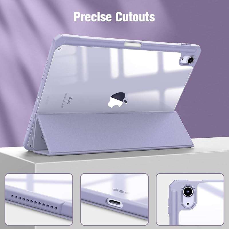 Fintie Hybrid Slim Case for iPad Air 11-inch M4/M3/M2 (2026/2025/2024), iPad Air 5th/4th Generation (2022/2020) 10.9 Inch - Shockproof Cover with Clear Back Shell & Pencil Holder, Lilac Purple - Image 9